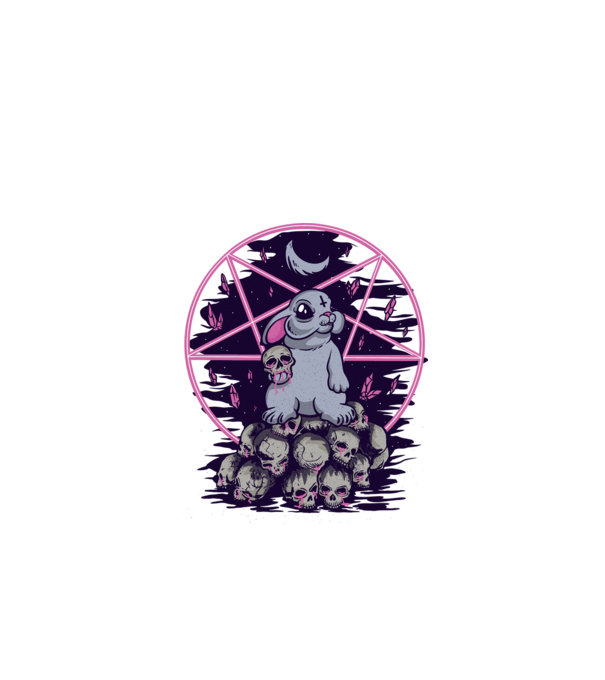 Pentagram nyuszi minta almazöld pólón