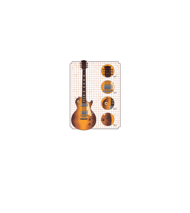 Gibson Gitár rajz gold minta fehér pólón