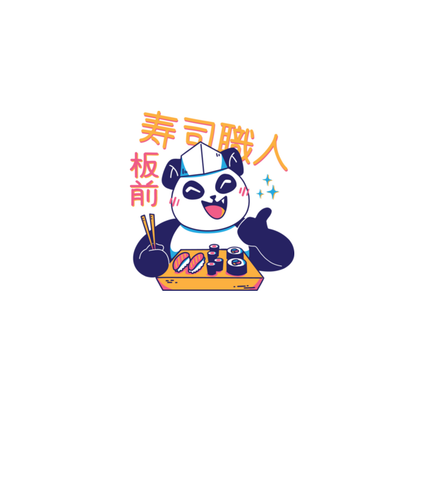Panda Sushi Séf minta szürke pólón
