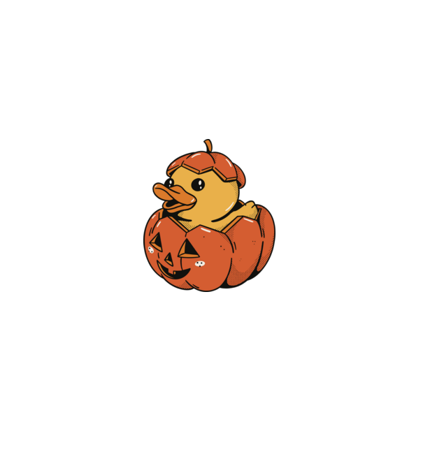 Gumikacsa Pumpkin Halloween minta fehér pólón