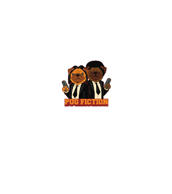 Pug Fiction Mopsz Pulp Fiction paródia minta fehér/piros pólón