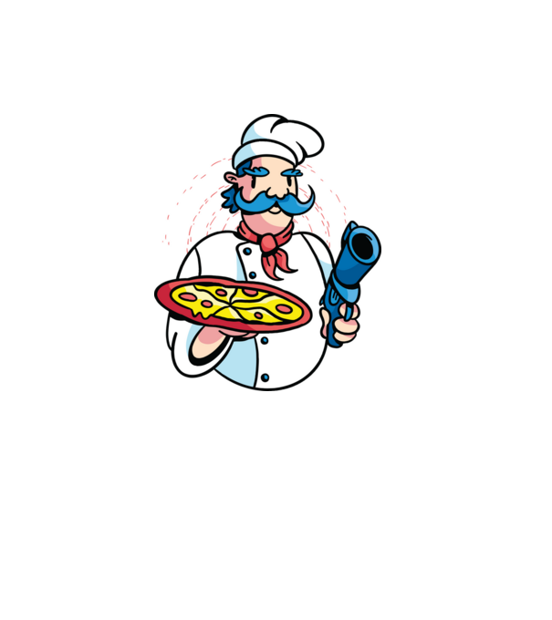 Veszélyes pizza minta szürke pólón