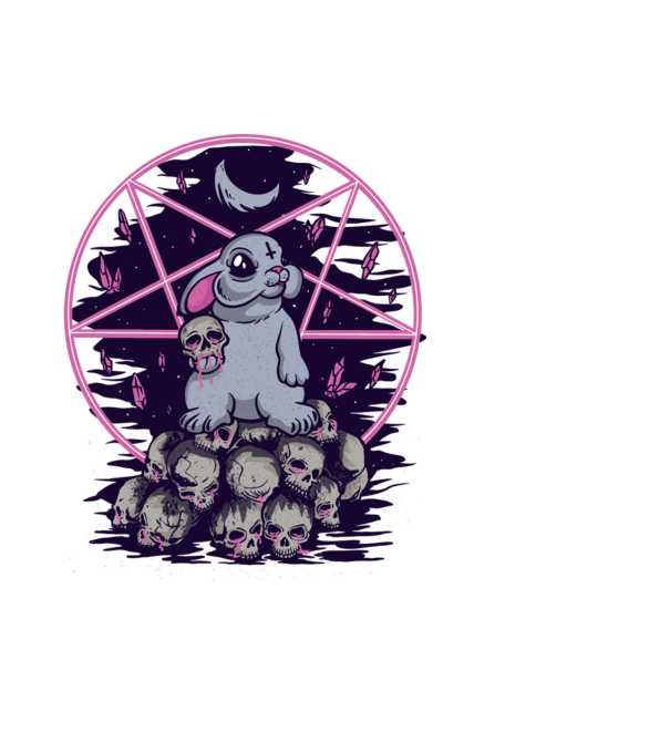 Pentagram nyuszi minta világoskék pólón