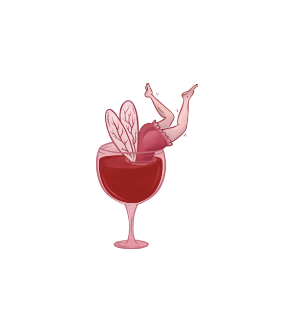 FairyWineGlass minta fehér pólón