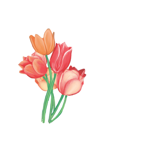Festett tulipánok minta világoskék pólón
