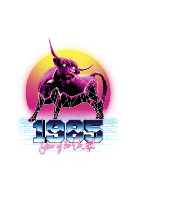 1985 a Bivaly éve - Kínai Horoszkóp minta fekete pólón