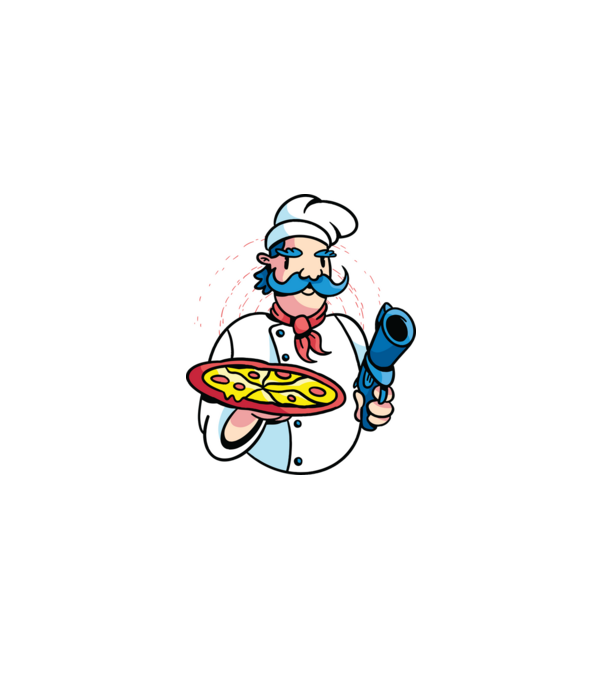 Veszélyes pizza minta szürke pólón