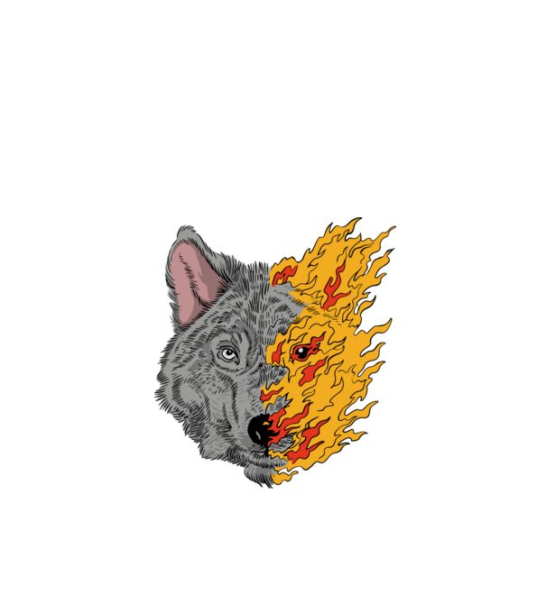 Fire Wolf Farkas minta fekete pólón