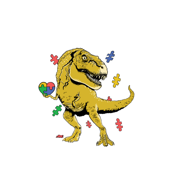 Trex Puzzle szívvel minta fehér pólón