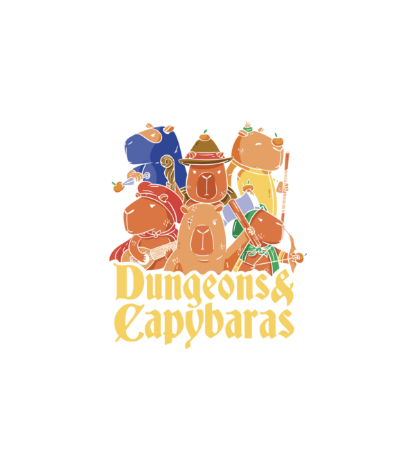 Dungeons and Capybaras minta fehér pólón