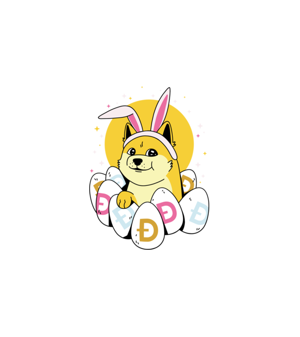 Dogecoin Húsvét minta fehér pólón