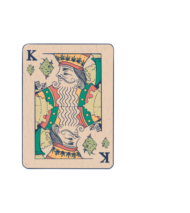 King Card Marijuana minta fehér pólón