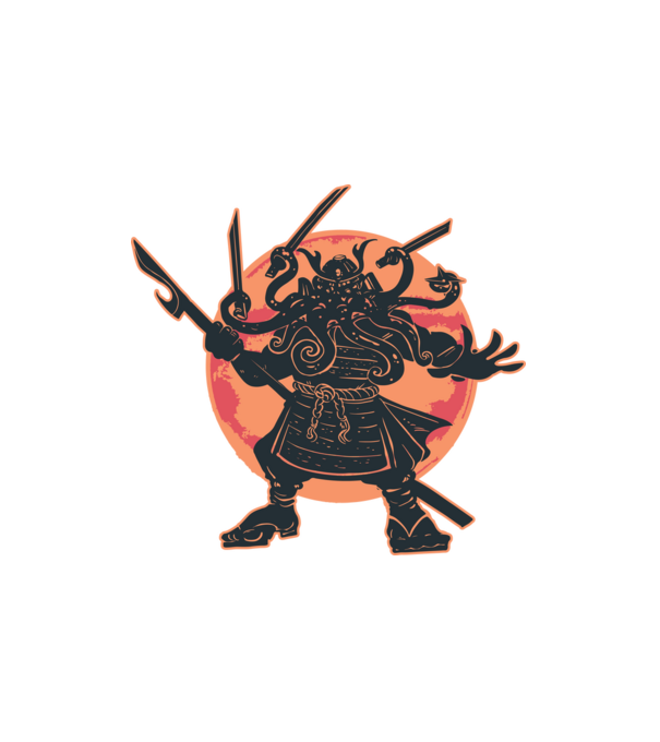 Cthulu samurai minta fehér pólón