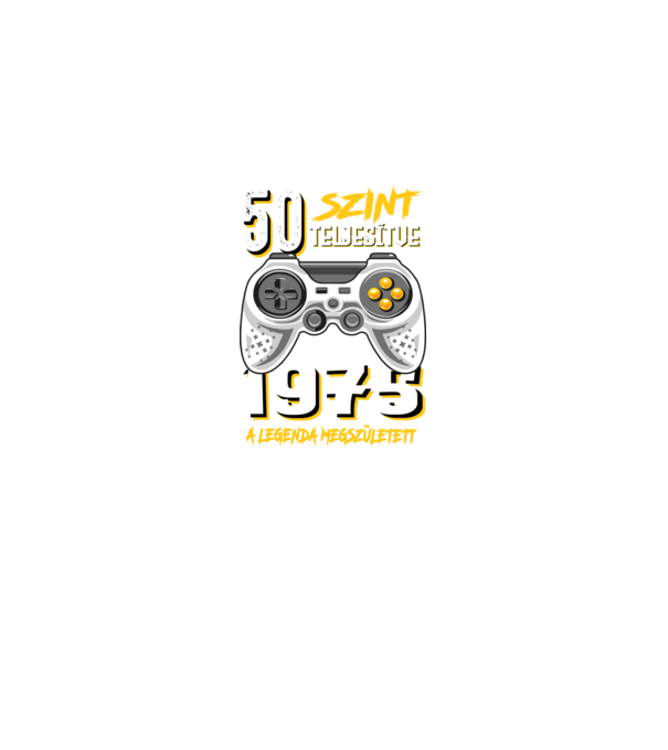GAMER szint teljesítve 50. 1975 minta fekete pólón