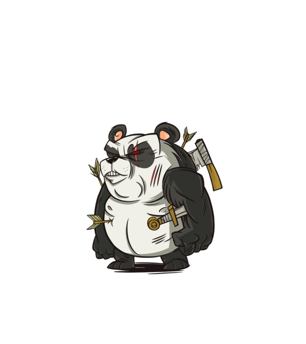 Harcos panda minta fehér pólón
