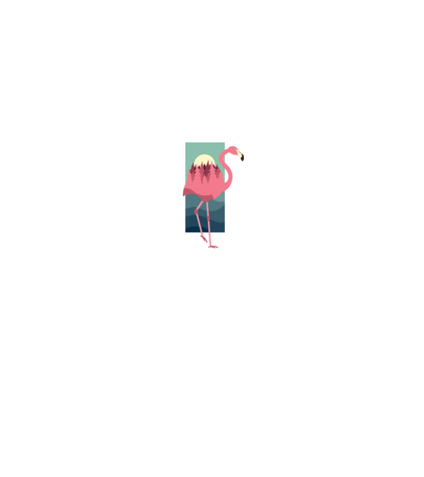 Flamingó Design minta fehér/piros pólón