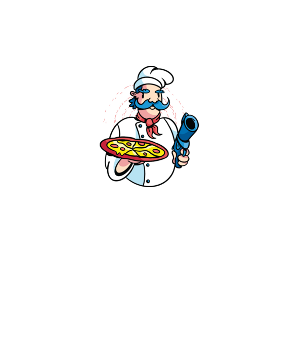 Veszélyes pizza minta szürke pólón