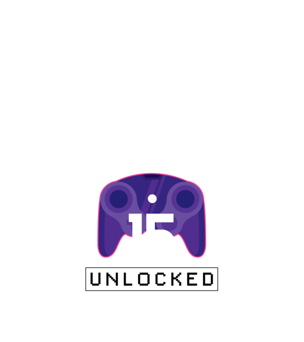 Level 15 Unlocked Gamer Születésnap minta fekete pólón