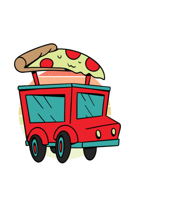 Pizza Truck minta fehér pólón
