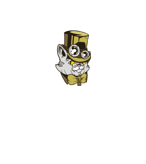 Steampunk macska minta szürke pólón