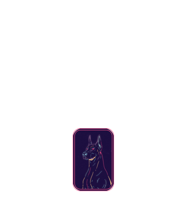 Doberman minta fehér pólón
