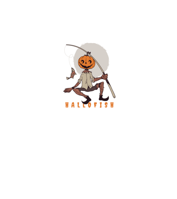 Hallofish - Horgász Halloween minta fekete pólón