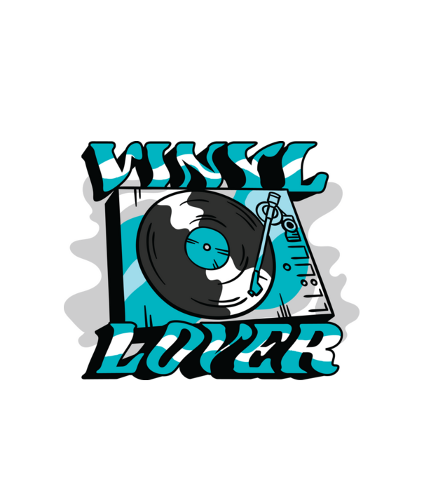 Retro Vinyl Lover minta fehér pólón