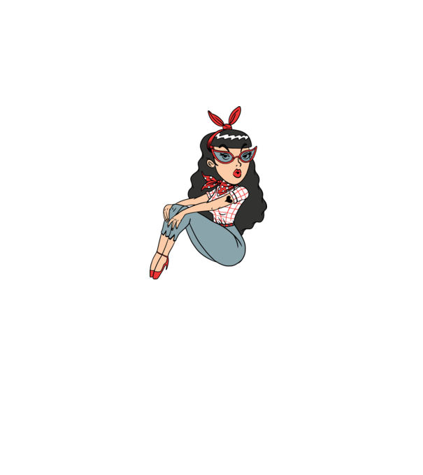 Rockabilly lány minta fehér pólón