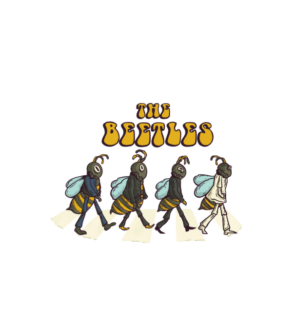 The BEETLES minta fehér pólón