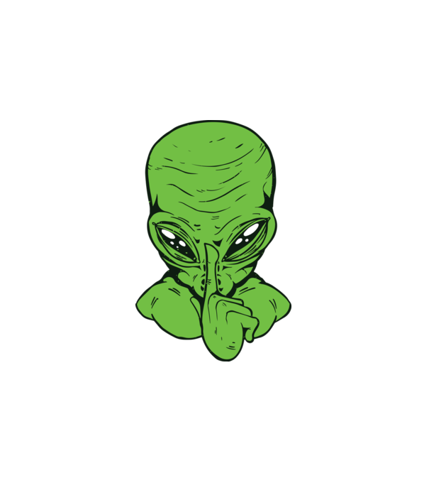 Alien Psszt minta fehér pólón