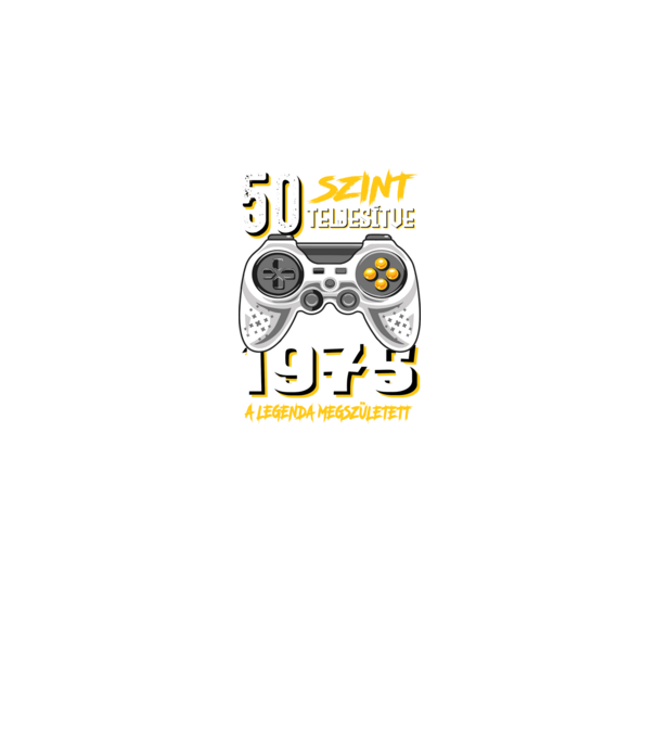 GAMER szint teljesítve 50. 1975 minta fekete pólón