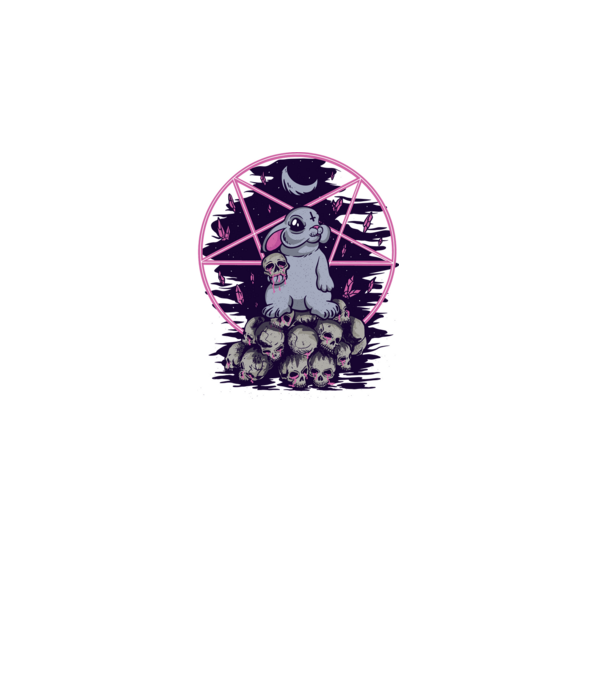 Pentagram nyuszi minta szürke pólón