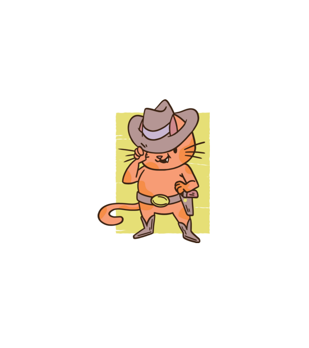 Cowboy macska minta szürke pólón