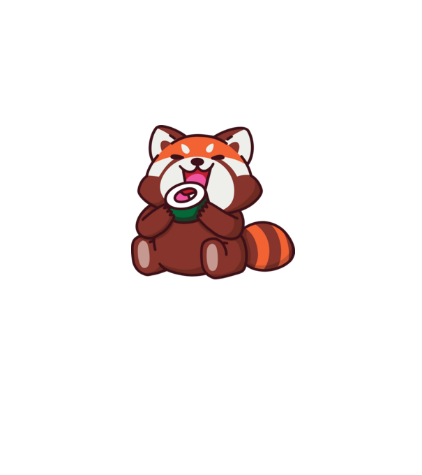 Vörös panda sushival minta szürke pólón
