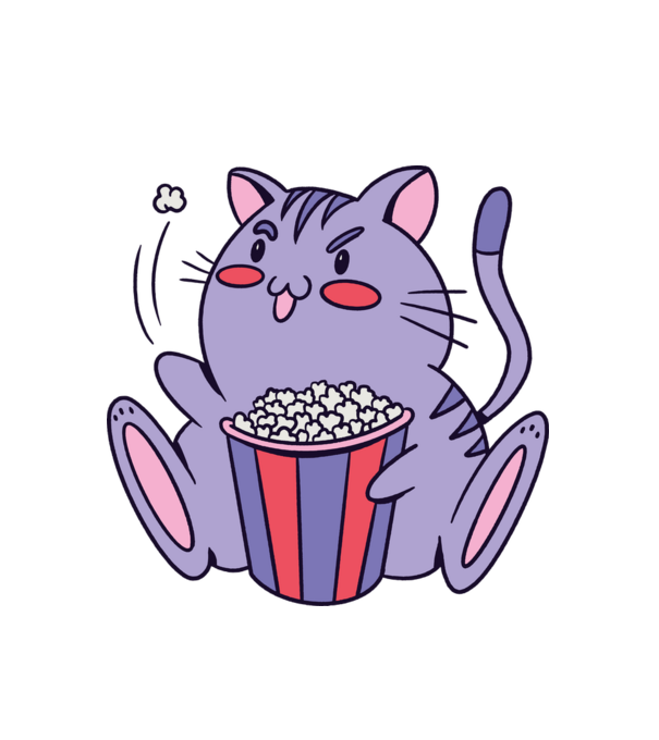 Popcorn macska minta fehér pólón