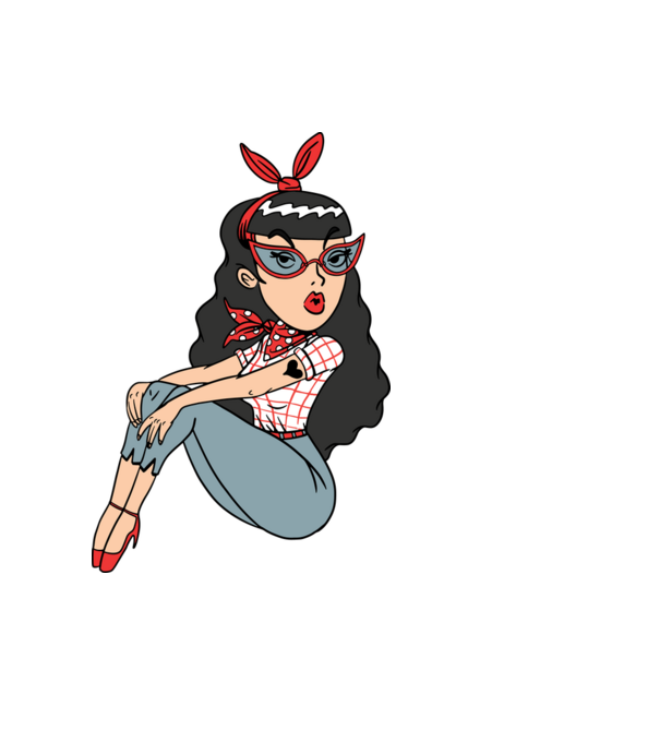 Rockabilly lány minta világoskék pólón