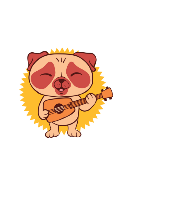 Gitáros mopsz minta fekete pólón