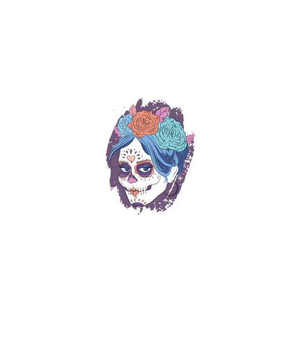 Dia de Los Muertos - Koponya virágokkal minta fekete pólón
