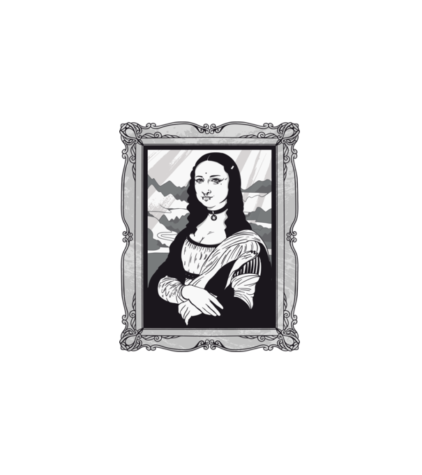 Gótikus Mona Lisa minta fehér pólón