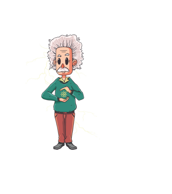 Einstein minta világoskék pólón