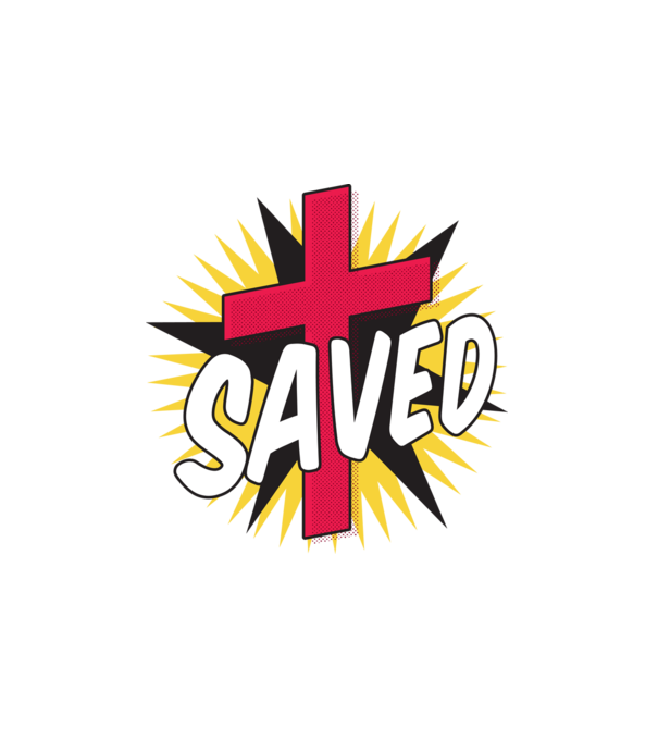 Saved Jézus Kereszt minta fehér pólón