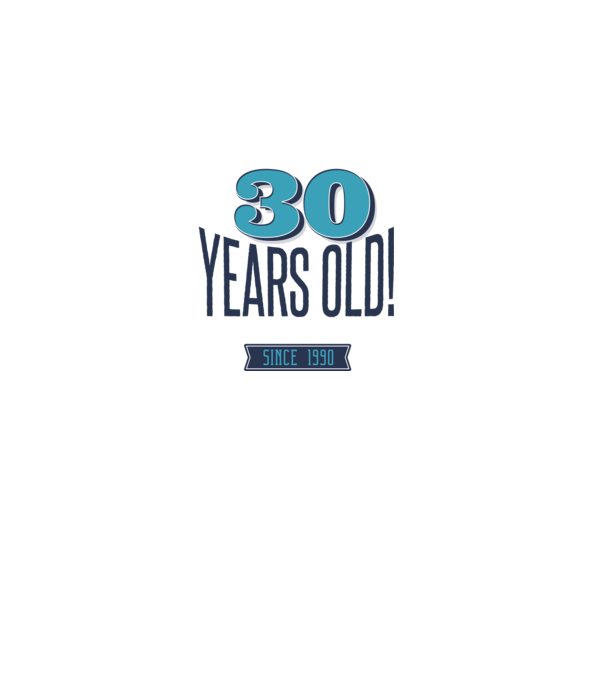30 years old awesome since 1990 minta szürke pólón