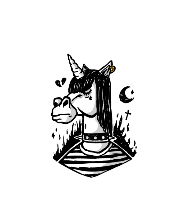 Emo Unikornis minta fehér pólón