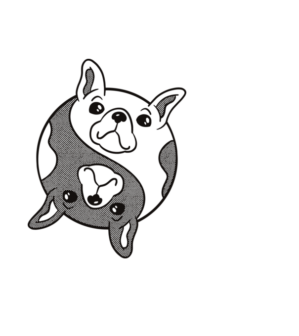Bulldog Jin Jang minta fekete pólón