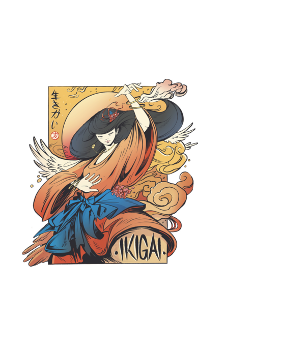 Ikigai minta fekete pólón