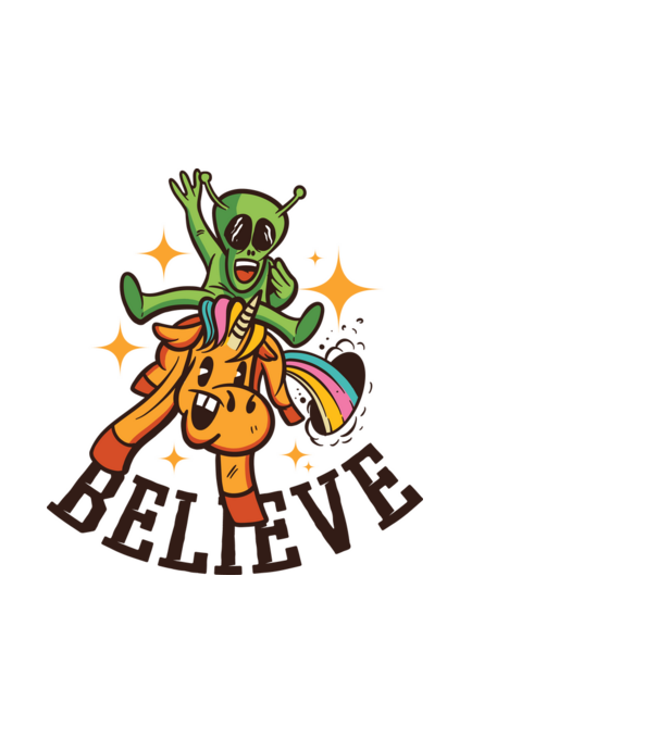 Alien Unikornison minta fekete pólón