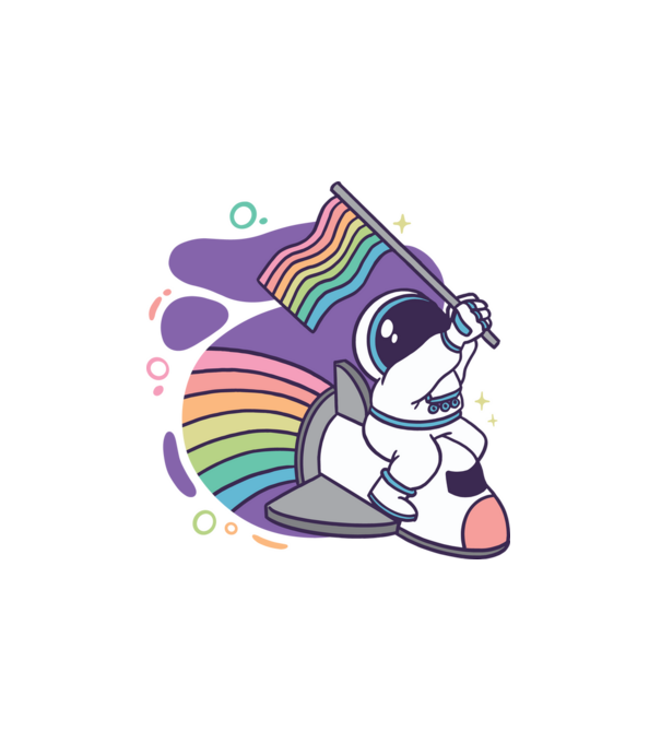 Pride űrhajós minta fehér pólón