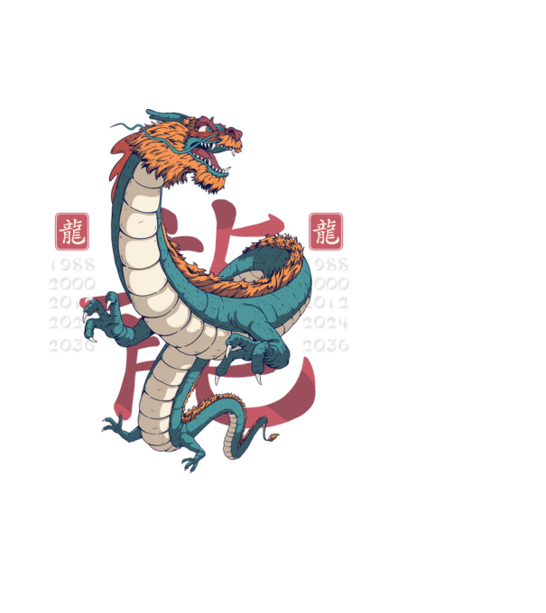 Chenise Zodiac Dragon minta fekete pólón
