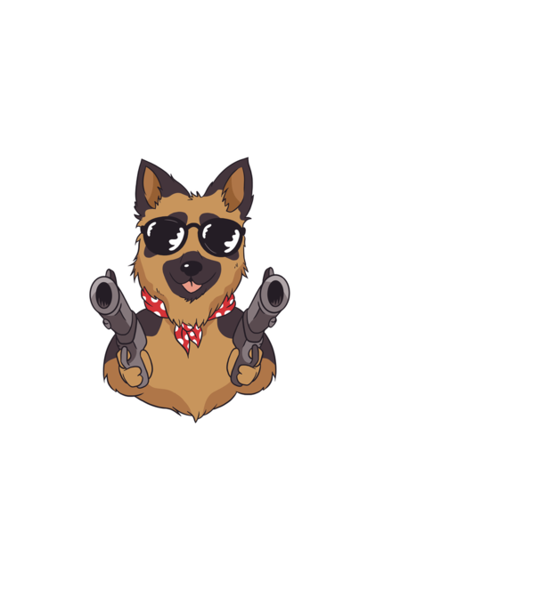Pew Pew Madafakas Németjuhász minta fehér pólón