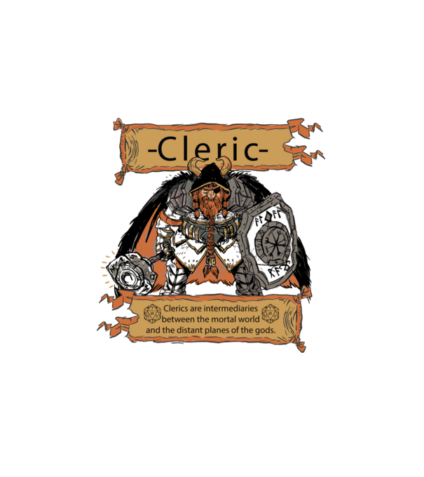 Fantasy Cleric minta fehér pólón